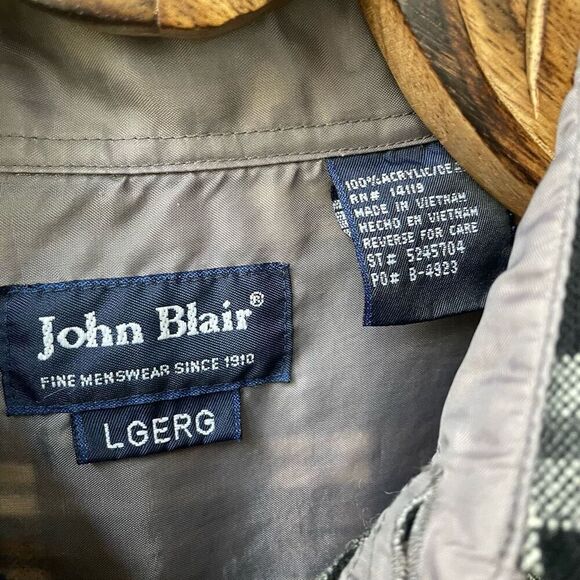 John Blair Black Tan Plaid Button Shirt L - Picture 6 of 6